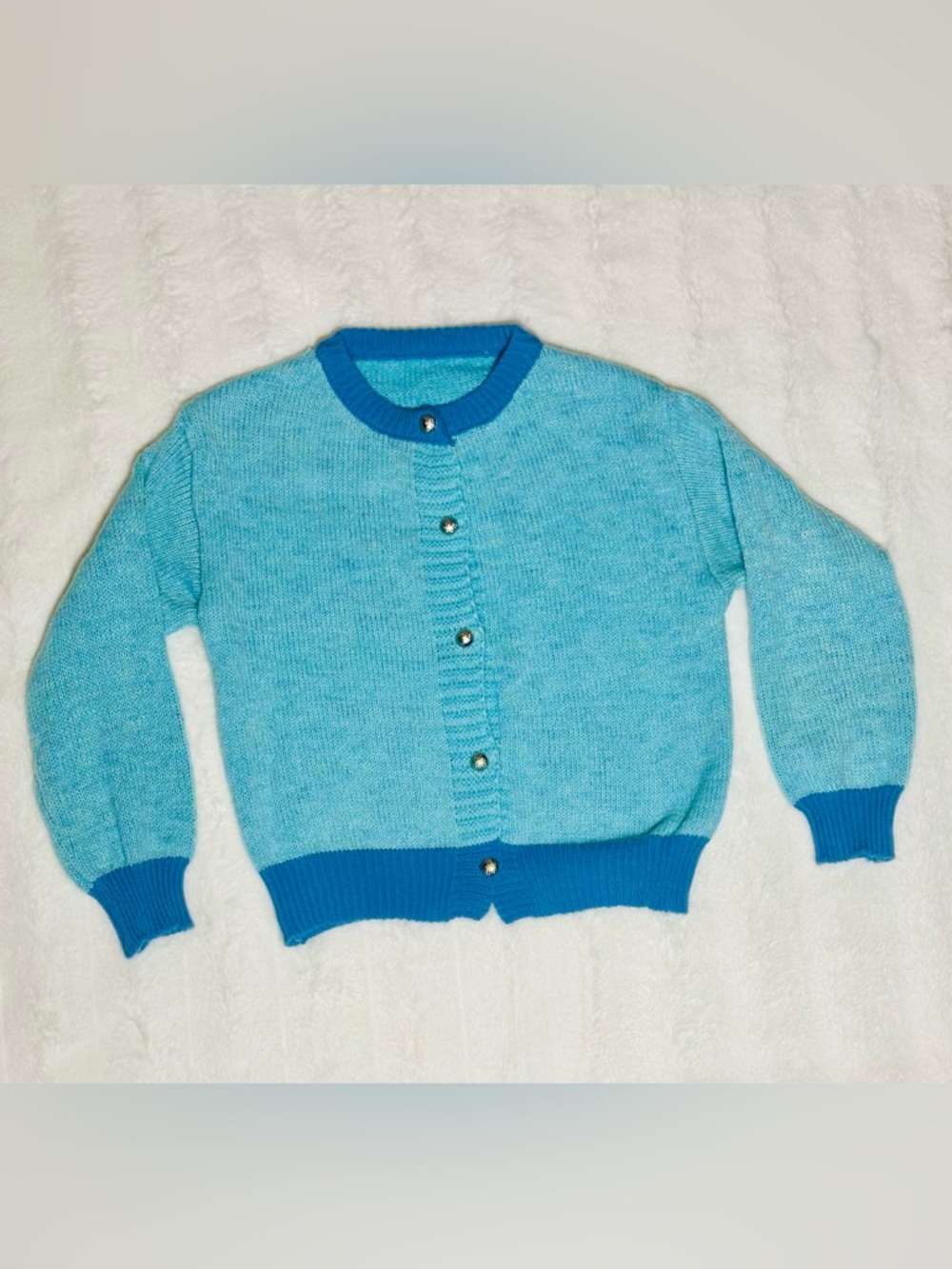 Turquoise Blue Knit Button-Up Cardigan